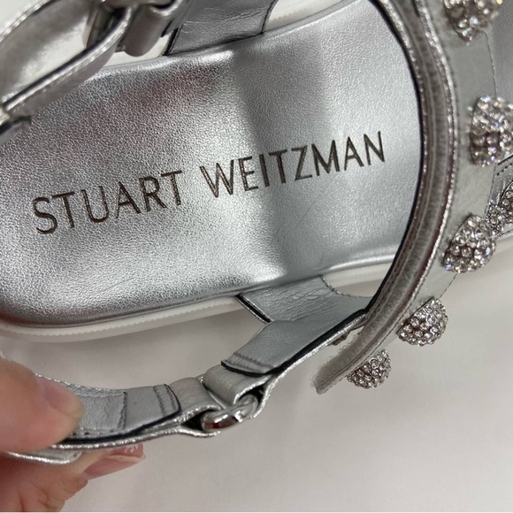 Stuart Weitzman Crystal Ball Embellished Sandals in Silver Size 9 - Picture 9 of 12